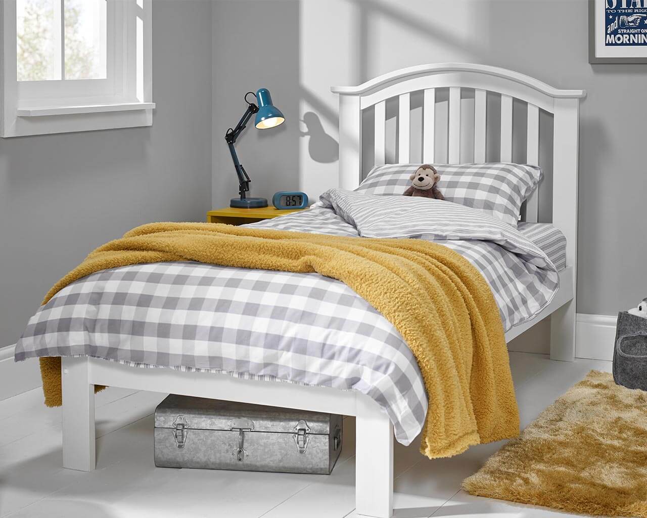 grey check & stripe kids duvet set