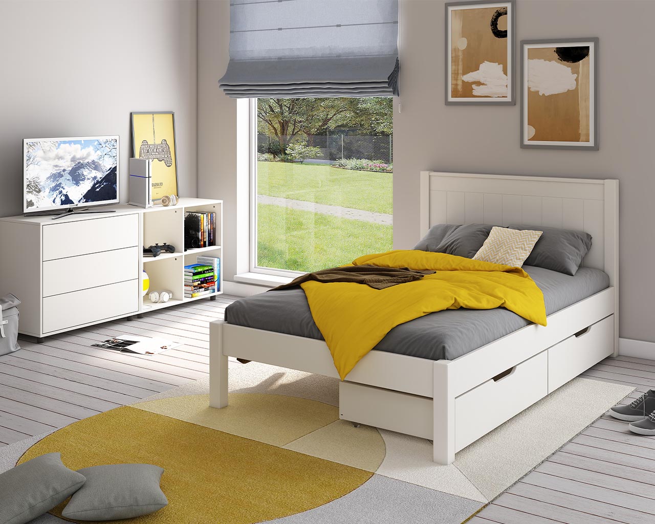 Stompa Classic Small Double Bed in White