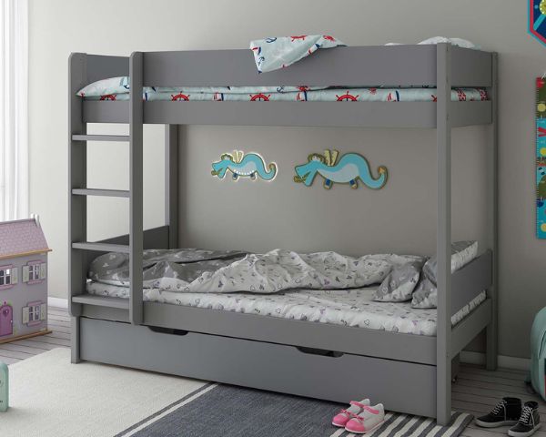 Estella grey bunk bed with storage drawer