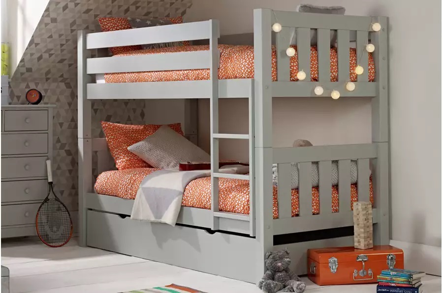 Jubilee bunk bed in soft grey with trundle