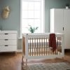 Maya Mini 3 piece bedroom set inc Mini Cot Bed, Chest Wardrobe in White/Natural