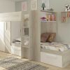 A new addition to the Kids Avenue collection, the Barca Bunk Bed. A unique offset bunk design with loads of handy storage and stylishly finished in a light oak effect and white, blue or pink. The lower bunk can be offset to the left or right depending on your bedroom layout. Perfect for girls and boys with a light colourway that can be suited to neutral room décor or bold contracting colours. The choice is yours to make a truly designer bedroom. With it's brilliant storage system, this bunk bed incorporates wardrobe space, under bed drawers and shelving. A great space saver and fun bunk bed all in one.
