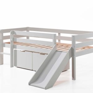 Breeze Solid Wood Low Midsleeper Bed with Slide in White - Image 5