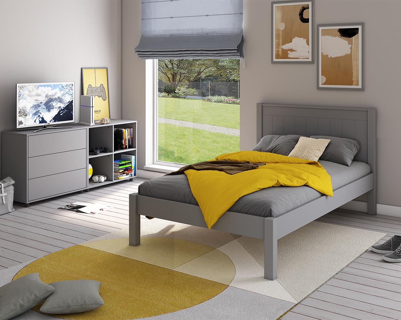 Stompa Classic Grey Low End Small Double Bed - Image 3