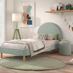 Crescent Boucle Upholstered Single Bed