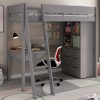 Estella Grey High Sleeper with Chest, Storage Cubes and Desk