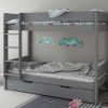 A super simple bunk that ticks all the boxes, the Estella is a great solid wood bunk bed which has strong and sturdy structure giving you the confidence that the bed can take the wear and tear of a children's bedroom! It has a handy pull out drawer which offers lots of storage for keeping toys, games and clothes tidied neatly away and the castors make it really easy to use. Painted in Grey for a premium and lasting coverage this bunk is a great solution to achieve a space saving bedroom and provide an extra sleep space with added storage, all within the footprint of a single bed.