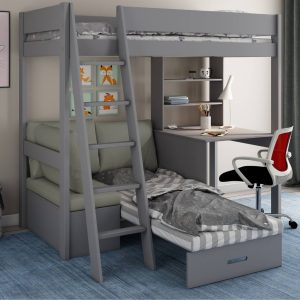 Estella Grey High Sleeper with Desk and Corner Sofabed - Image 3