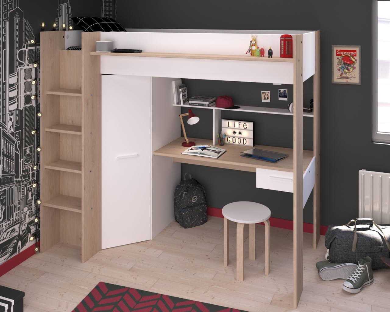 Grayson Highsleeper Bed with Desk & Wardrobe - Image 10