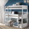 Our Henley Triple Bunk Bed is sleek and stylish, accommodating 3 beds within the footprint of a single bed. A great triple bunk bed for 3 sharing a room or for sleepovers. The detail on the head and footboards gives this bunk it's unique style and the crisp white finish looks good in any bedroom. The 2 ladders can be reversed to suit your requirments and with easy access to the lower bunk, this is suitable for younger children. The mid and top bunks are suitable for children age 6+ who are able to navigate the ladders.
