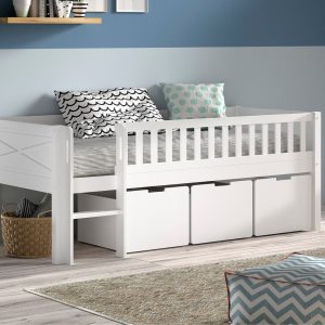 The Henley Low Midsleeper in White is a stylish and functional option for children, combining easy accessibility and design. It's lower in height than a traditional midsleeper, which makes it easily accessible for little legs and features a small ladder that can be fixed to the left or right during assembly to suit your room layout.