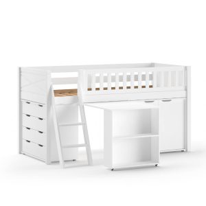 Alternative view of Henley White Storage Midsleeper with Pullout Desk, Chest and Cupboard
