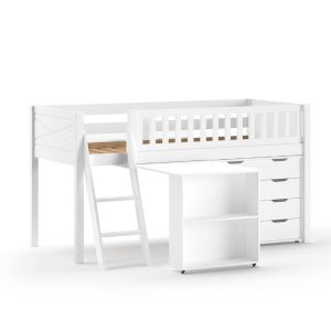 Alternative view of Henley White Midsleeper with Pullout Desk and Chest