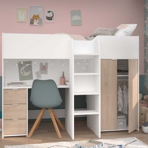 Tom Junior Highsleeper Bed with Wardrobe & Desk