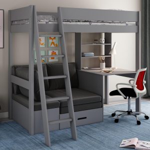 Estella Grey High Sleeper with Desk and Corner Sofabed - Image 4