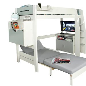 Urban Grey Highsleeper with Desk, Chair bed and Cupboard - Image 4