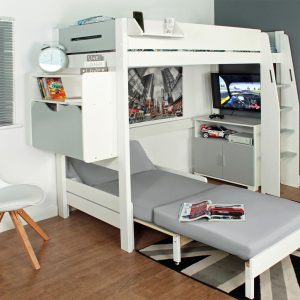 Urban Grey Highsleeper with Desk, Chair bed and Cupboard - Image 3