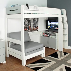 Urban Grey High Sleeper with Chair bed and Cupboard - Image 3