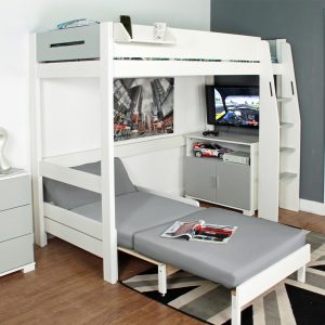 Urban Grey High Sleeper with Chair bed and Cupboard