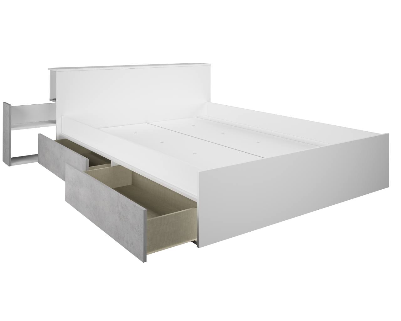 Jazz Double Storage Bed in White & Grey - Image 5