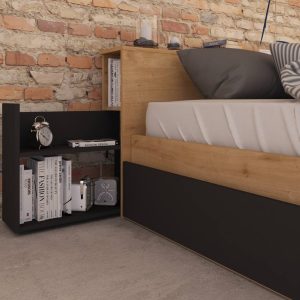 Jazz Double Storage Bed in Oak & Graphite - Image 4