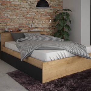 Jazz Double Storage Bed in Oak & Graphite - Image 3