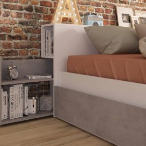 Jazz Double Storage Bed in White & Grey - Image 3