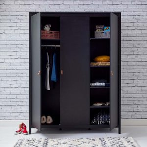 Alternative view of Loop 3 Door Wardrobe Black
