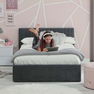Luca Velvet Double Ottoman Bed - Image 3