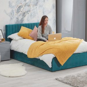 Luca Velvet Double Ottoman Bed - Image 9