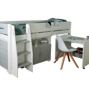 Alternative view of Urban Grey Midsleeper with Pullout Desk, Chest and Cupboard