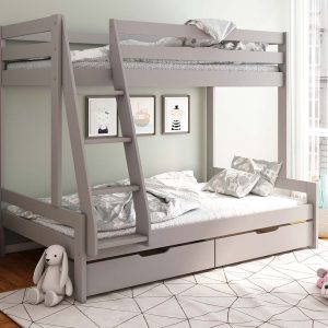 Alternative view of Nora Solid Wood Grey Triple Bunk Bed