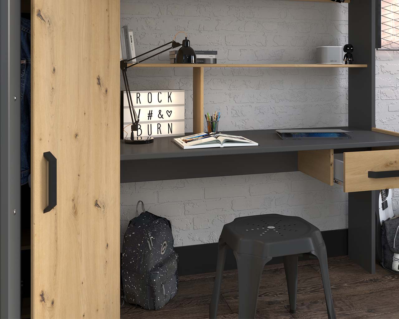 Grayson Highsleeper Bed with Desk & Wardrobe - Image 8
