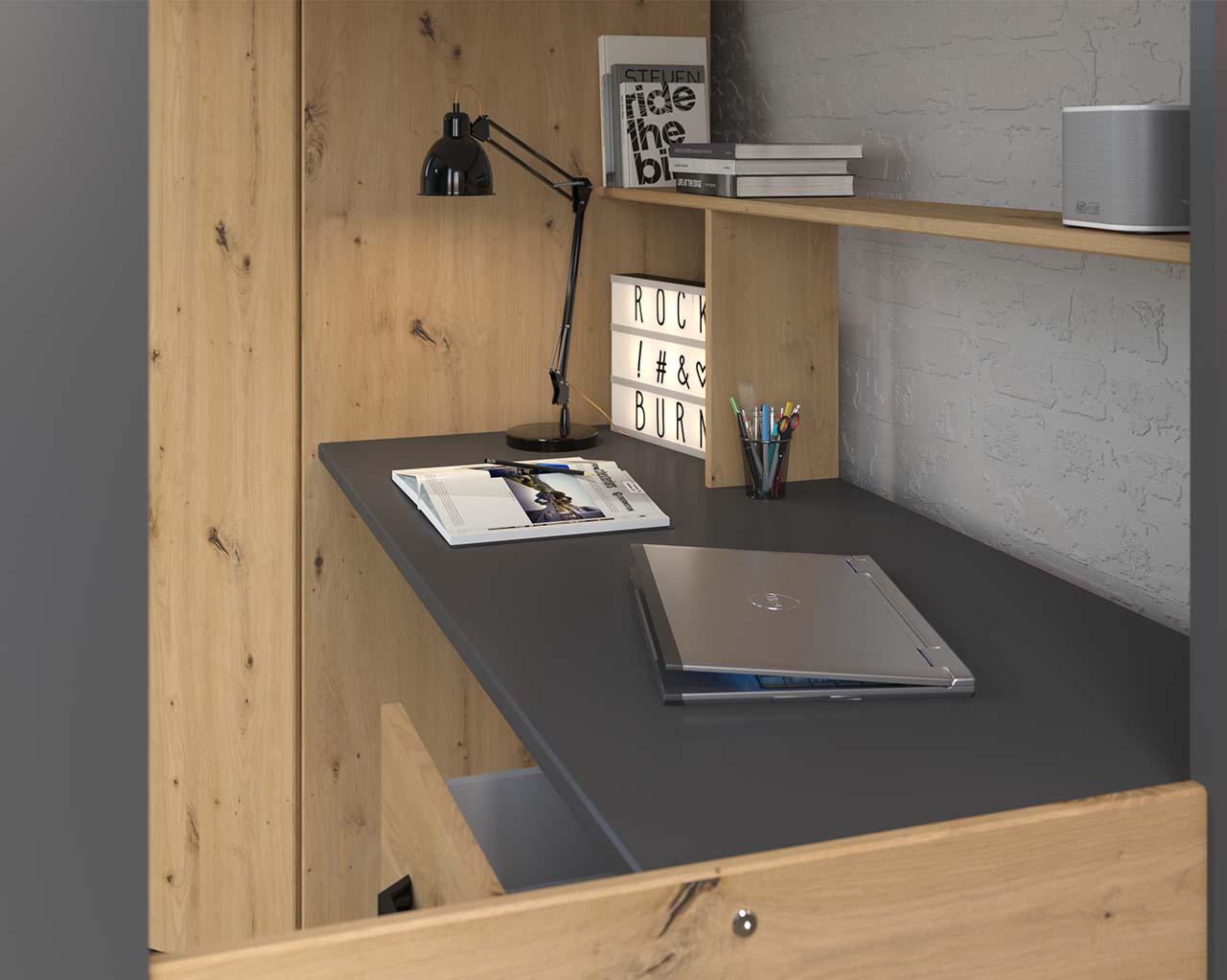 Grayson Highsleeper Bed with Desk & Wardrobe - Image 5