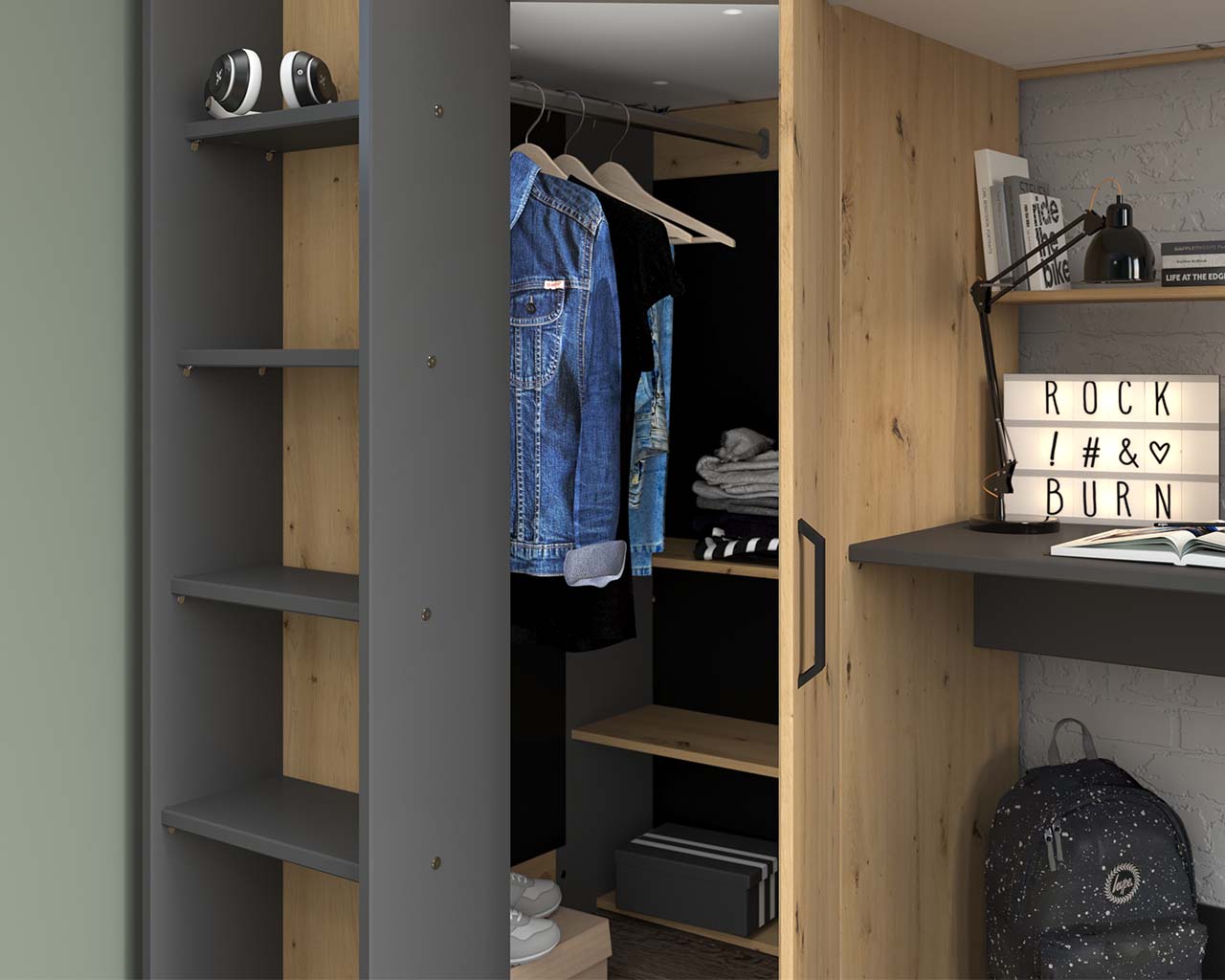 Grayson Highsleeper Bed with Desk & Wardrobe - Image 6
