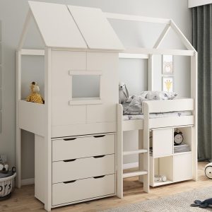 Midi Playhouse Midsleeper Bed with Desk and Chest - Image 3