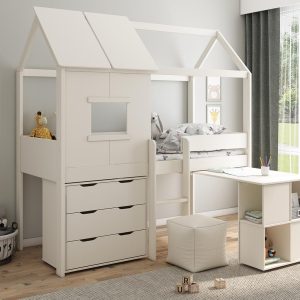 Midi Playhouse Midsleeper Bed with Desk and Chest