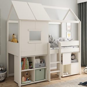 Midi Playhouse Midsleeper Bed with Desk and Cube - Image 3