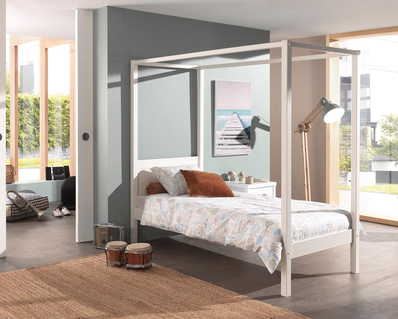 Kari Four Poster Bed White