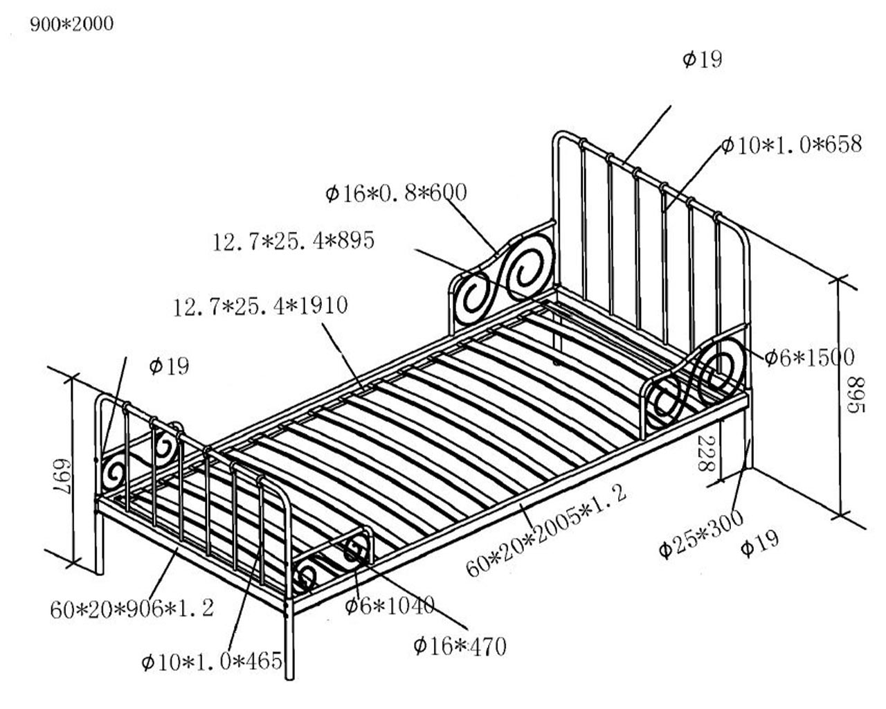 Paris Metal Single Bed - Image 10