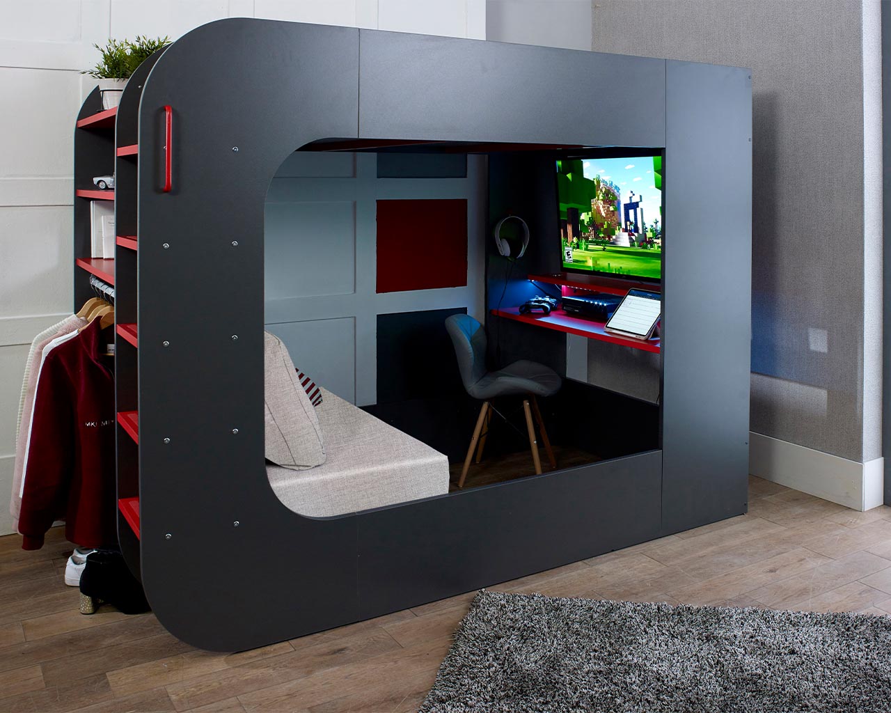 Podbed Gaming Highsleeper with Chair Bed 120x200cm - Image 3