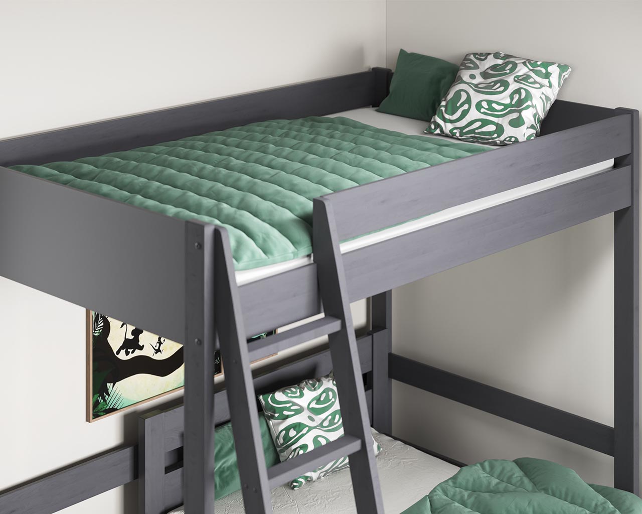 Tera Single Highsleeper with L Shaped Small Double Bed Grey - Image 2