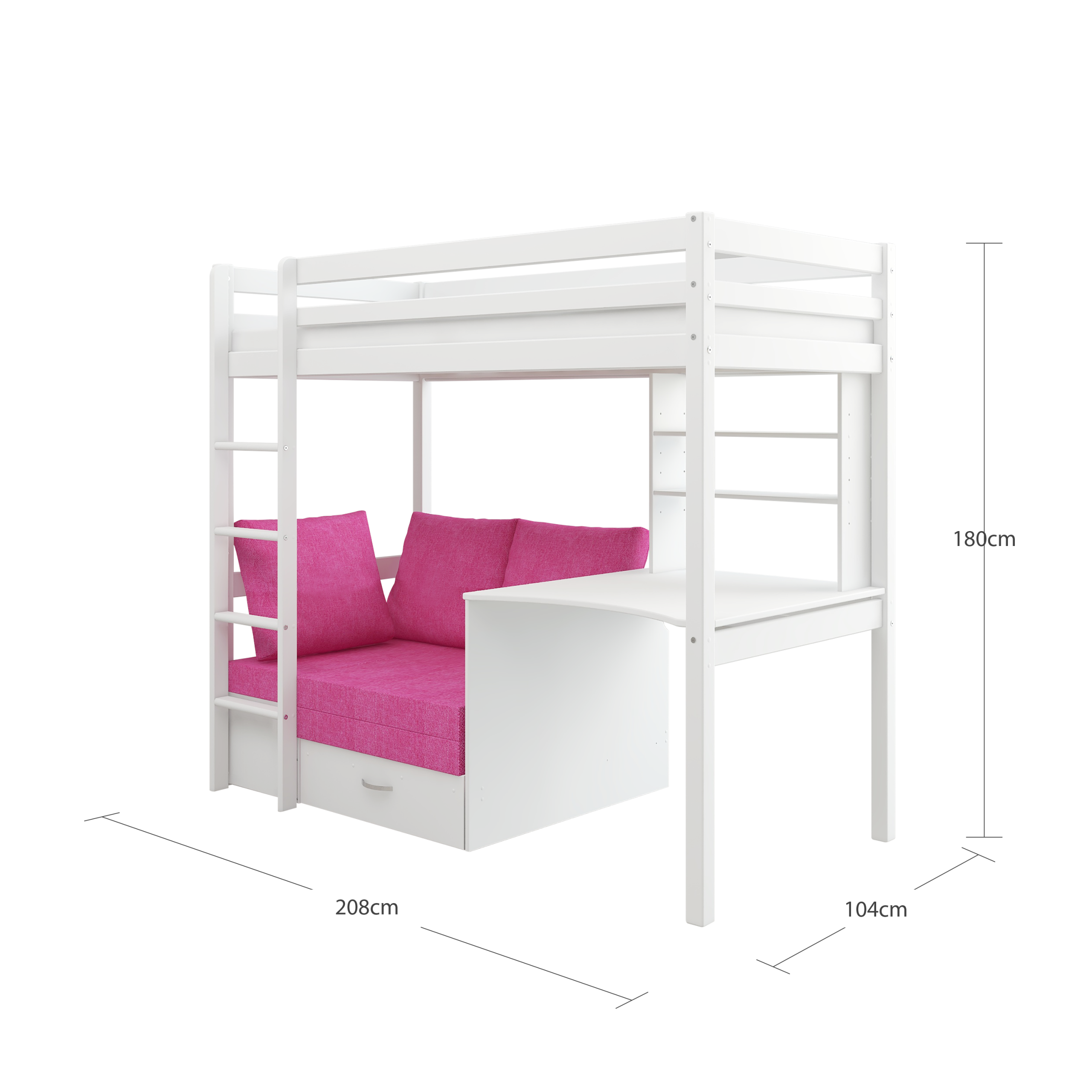 Thuka Hit 7 Highsleeper Bed with Desk and Sofa Bed - Image 4