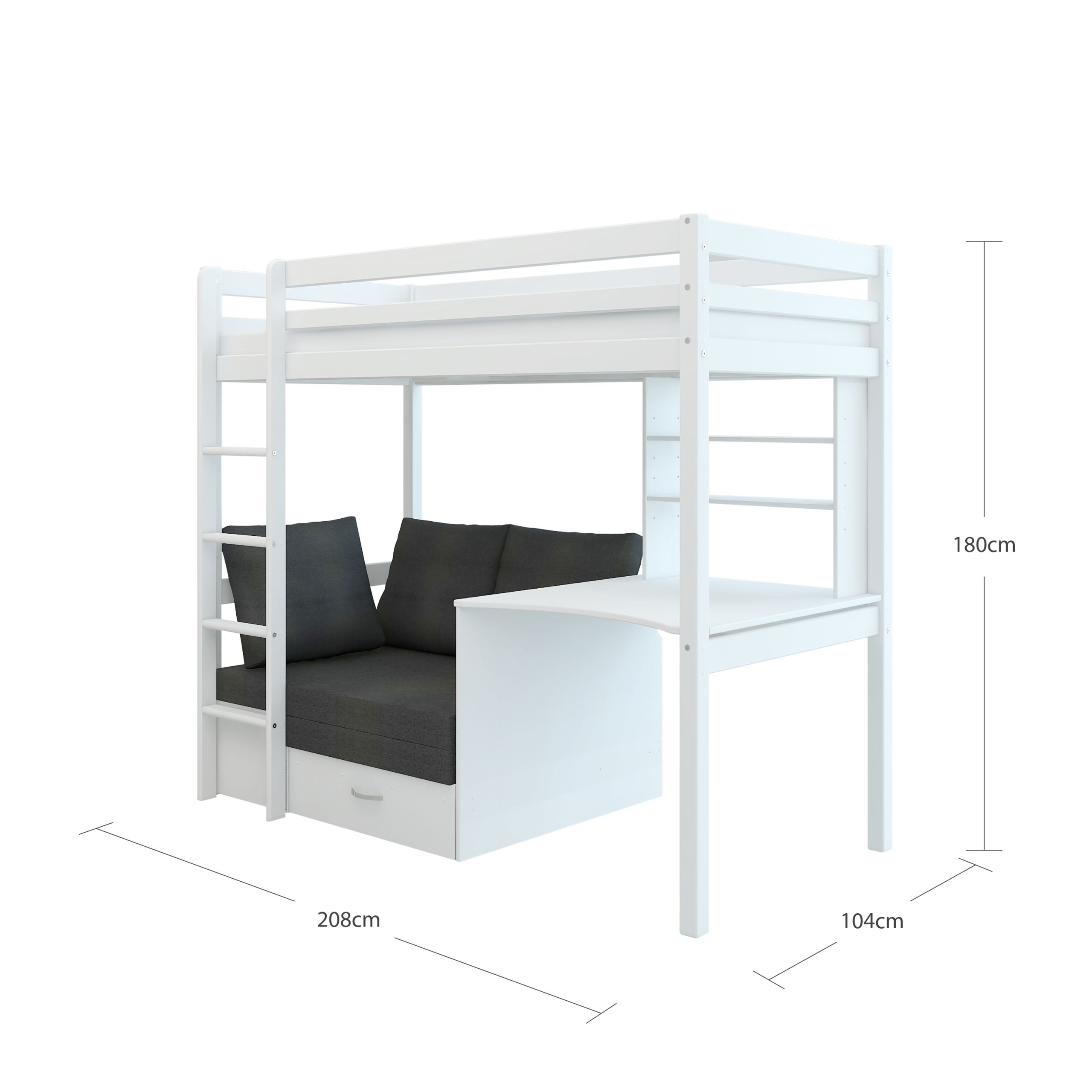 Thuka Hit 8 Highsleeper Bed with Desk and Sofa Bed - Image 4