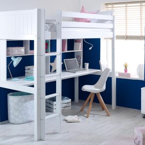 Alternative view of Nordic High sleeper 2 with long desk & shelving