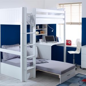 Nordic High Sleeper 3 with Desk, Shelving and Sofa Bed - Image 3