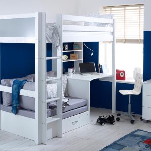 Nordic High Sleeper 3 with Desk, Shelving and Sofa Bed - Image 6
