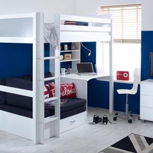 Nordic High Sleeper 3 with Desk, Shelving and Sofa Bed - Image 7