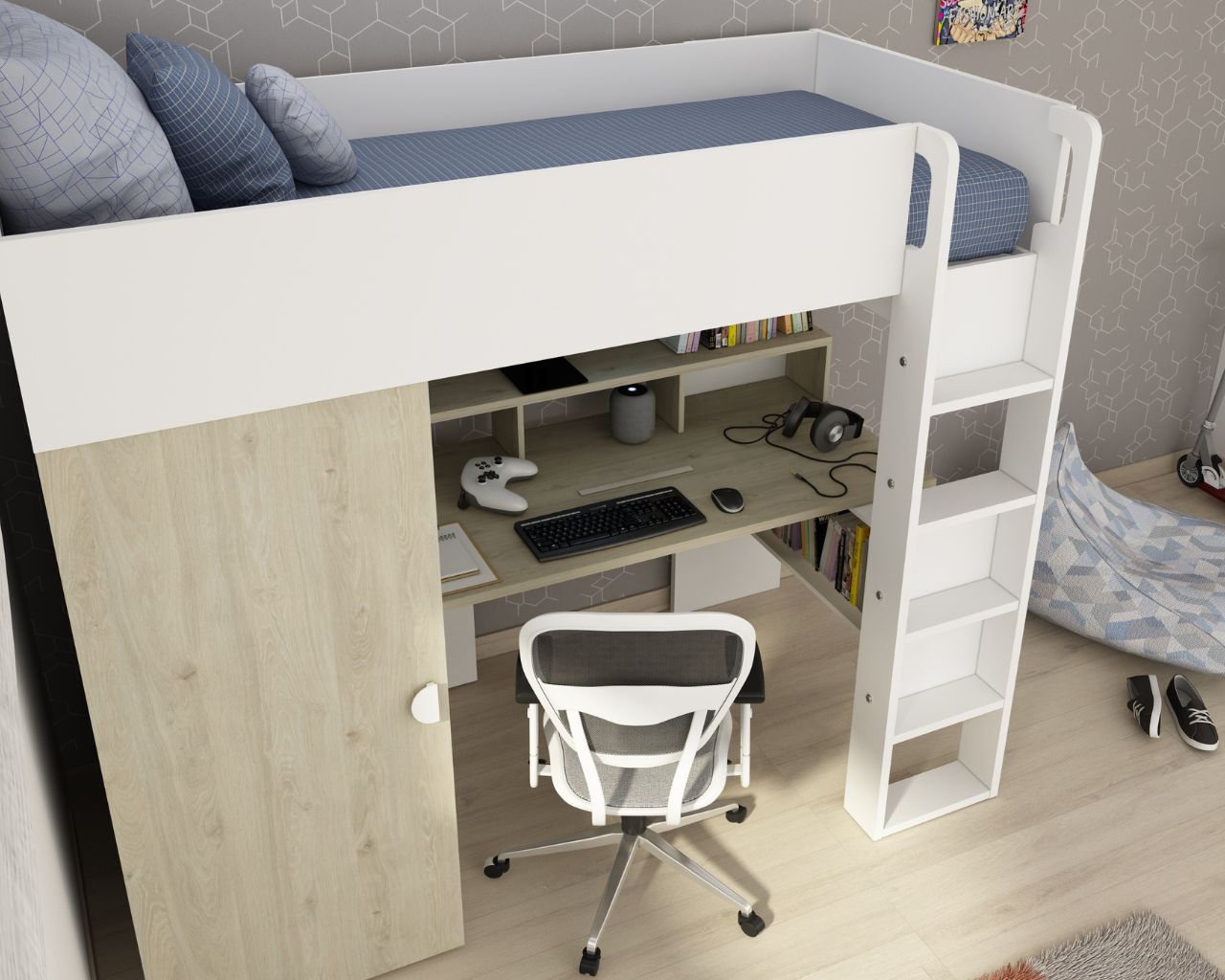 Trasman Flow High Sleeper with Desk - Image 3