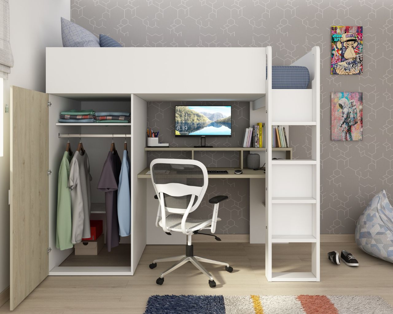 Trasman Flow High Sleeper with Desk - Image 4